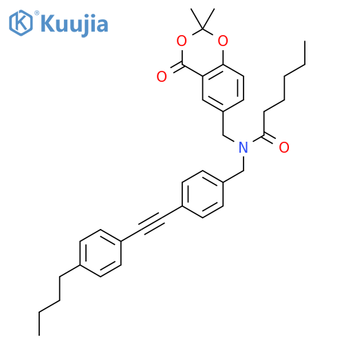 Hexanamide,N-[[4-[(4-butylphenyl)ethynyl]phenyl]methyl]-N-[(2,2-dimethyl-4-oxo-4H-1,3-benzodioxin-6-yl)methyl]- structure