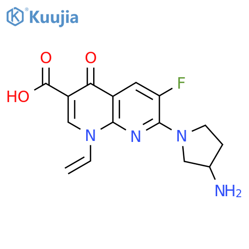 7-(3-Amino-1-pyrrolidinyl)-6-fluoro-1,4-dihydro-4-oxo-1-vinyl-1,8-naphthyridine-3-carboxylic acid structure