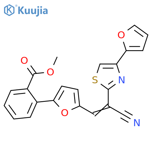 methyl 2-{5-(1E)-2-cyano-2-4-(furan-2-yl)-1,3-thiazol-2-yleth-1-en-1-ylfuran-2-yl}benzoate structure