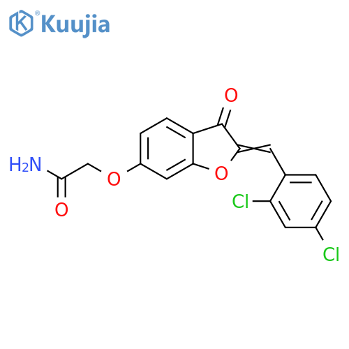 2-{(2Z)-2-(2,4-dichlorophenyl)methylidene-3-oxo-2,3-dihydro-1-benzofuran-6-yloxy}acetamide structure
