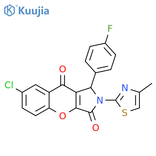 7-chloro-1-(4-fluorophenyl)-2-(4-methyl-1,3-thiazol-2-yl)-1H,2H,3H,9H-chromeno2,3-cpyrrole-3,9-dione structure