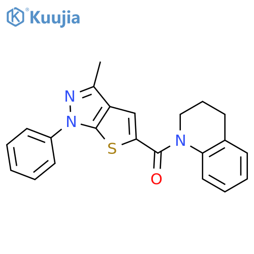 1-{3-methyl-1-phenyl-1H-thieno2,3-cpyrazole-5-carbonyl}-1,2,3,4-tetrahydroquinoline structure