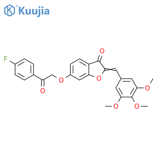 (2Z)-6-2-(4-fluorophenyl)-2-oxoethoxy-2-(3,4,5-trimethoxyphenyl)methylidene-2,3-dihydro-1-benzofuran-3-one structure
