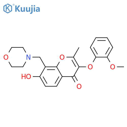 7-hydroxy-3-(2-methoxyphenoxy)-2-methyl-8-(morpholin-4-yl)methyl-4H-chromen-4-one structure