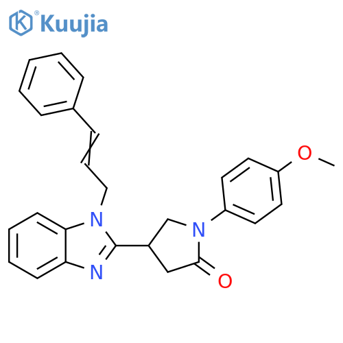1-(4-methoxyphenyl)-4-{1-(2E)-3-phenylprop-2-en-1-yl-1H-1,3-benzodiazol-2-yl}pyrrolidin-2-one structure