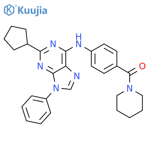 Piperidine, 1-[4-[(2-cyclopentyl-9-phenyl-9H-purin-6-yl)amino]benzoyl]- structure