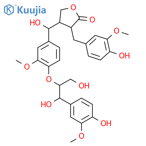 2(3H)-Furanone, dihydro-4-[(S)-hydroxy[4-[(1R,2R)-2-hydroxy-2-(4-hydroxy-3-methoxyphenyl)-1-(hydroxymethyl)ethoxy]-3-methoxyphenyl]methyl]-3-[(4-hydroxy-3-methoxyphenyl)methyl]- structure