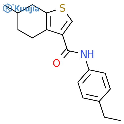N-(4-ethylphenyl)-6-methyl-4,5,6,7-tetrahydro-1-benzothiophene-3-carboxamide structure