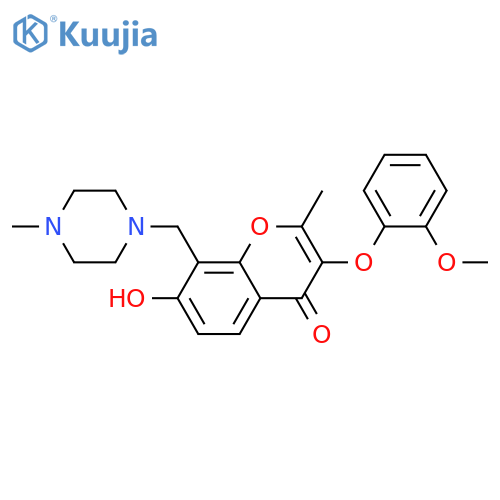 7-hydroxy-3-(2-methoxyphenoxy)-2-methyl-8-(4-methylpiperazin-1-yl)methyl-4H-chromen-4-one structure