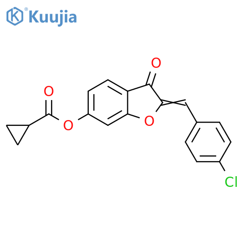 (2Z)-2-(4-chlorophenyl)methylidene-3-oxo-2,3-dihydro-1-benzofuran-6-yl cyclopropanecarboxylate structure