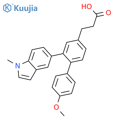 [1,1'-Biphenyl]-4-propanoic acid, 4'-methoxy-2-(1-methyl-1H-indol-5-yl)- structure