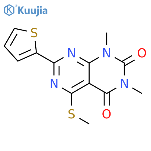 1,3-dimethyl-5-(methylsulfanyl)-7-(thiophen-2-yl)-1H,2H,3H,4H-1,3diazino4,5-dpyrimidine-2,4-dione structure
