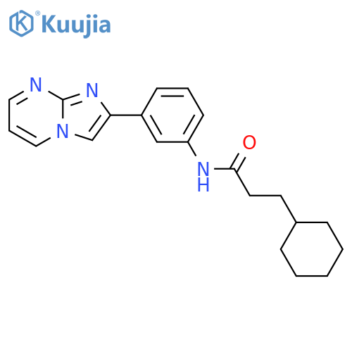 3-cyclohexyl-N-(3-{imidazo[1,2-a]pyrimidin-2-yl}phenyl)propanamide structure