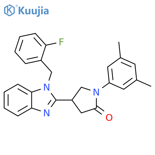 1-(3,5-dimethylphenyl)-4-{1-(2-fluorophenyl)methyl-1H-1,3-benzodiazol-2-yl}pyrrolidin-2-one structure