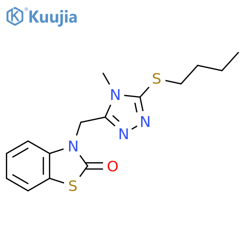 3-{5-(butylsulfanyl)-4-methyl-4H-1,2,4-triazol-3-ylmethyl}-2,3-dihydro-1,3-benzothiazol-2-one structure