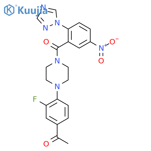 Piperazine,1-(4-acetyl-2-fluorophenyl)-4-[5-nitro-2-(1H-1,2,4-triazol-1-yl)benzoyl]- structure