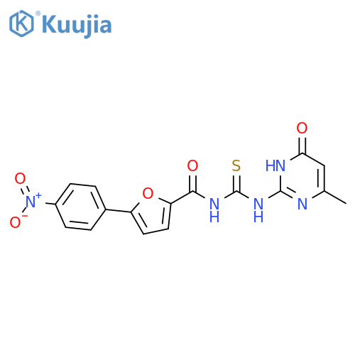 2-Furancarboxamide, N-[[(1,6-dihydro-4-methyl-6-oxo-2-pyrimidinyl)amino]thioxomethyl]-5-(4-nitrophenyl)- structure