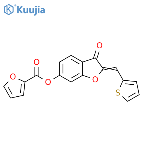 (2Z)-3-oxo-2-(thiophen-2-yl)methylidene-2,3-dihydro-1-benzofuran-6-yl furan-2-carboxylate structure