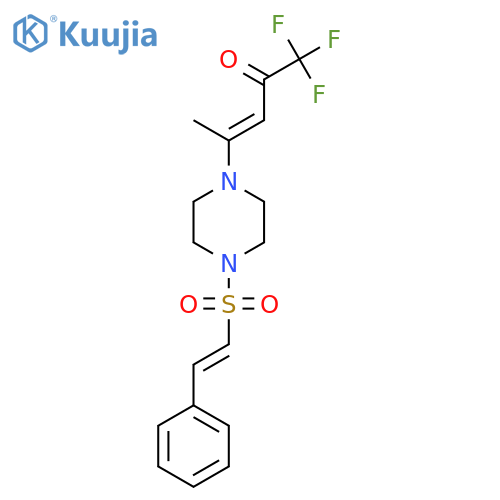 1,1,1-Trifluoro-4-[4-(2-phenylethenesulfonyl)piperazin-1-yl]pent-3-en-2-one structure