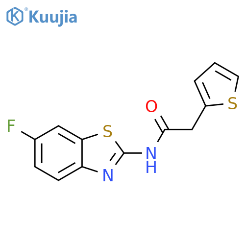 N-(6-fluoro-1,3-benzothiazol-2-yl)-2-(thiophen-2-yl)acetamide structure