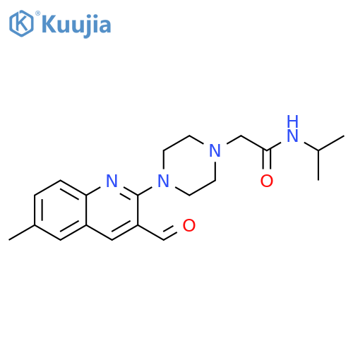 2-[4-(3-formyl-6-methylquinolin-2-yl)piperazin-1-yl ]-N-(propan-2-yl)acetamide structure