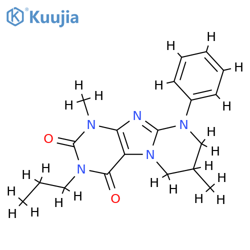 1,7-dimethyl-9-phenyl-3-propyl-1H,2H,3H,4H,6H,7H,8H,9H-pyrimido1,2-gpurine-2,4-dione structure