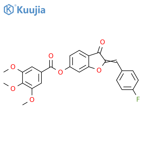 (2Z)-2-(4-fluorophenyl)methylidene-3-oxo-2,3-dihydro-1-benzofuran-6-yl 3,4,5-trimethoxybenzoate structure