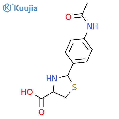4-Thiazolidinecarboxylic acid, 2-[4-(acetylamino)phenyl]-, (4R)- structure