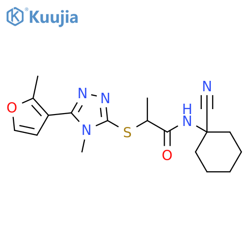 N-(1-Cyanocyclohexyl)-2-[[4-methyl-5-(2-methyl-3-furanyl)-4H-1,2,4-triazol-3-yl]thio]propanamide structure