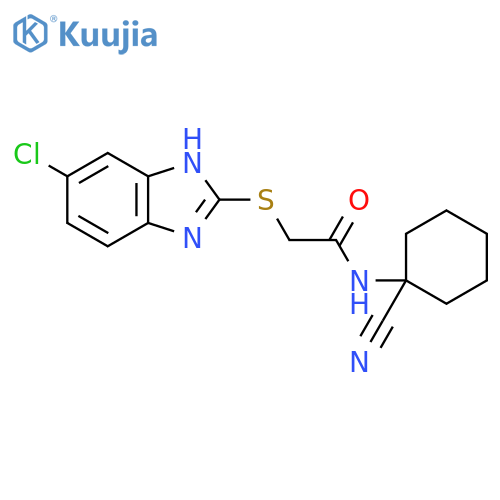 2-[(6-chloro-1H-1,3-benzodiazol-2-yl)sulfanyl]-N-(1-cyanocyclohexyl)acetamide structure
