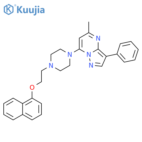 1-{5-methyl-3-phenylpyrazolo1,5-apyrimidin-7-yl}-4-2-(naphthalen-1-yloxy)ethylpiperazine structure