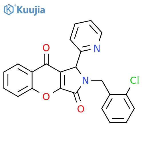 2-(2-chlorophenyl)methyl-1-(pyridin-2-yl)-1H,2H,3H,9H-chromeno2,3-cpyrrole-3,9-dione structure