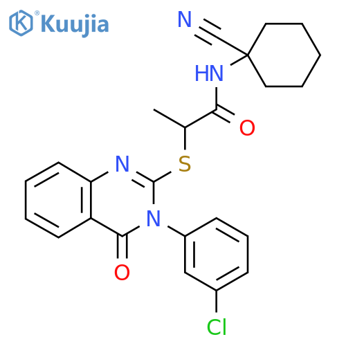 2-{[3-(3-chlorophenyl)-4-oxo-3,4-dihydroquinazolin-2-yl]sulfanyl}-N-(1-cyanocyclohexyl)propanamide structure
