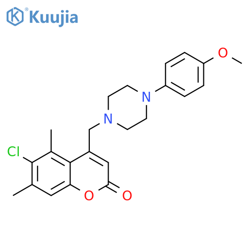 6-chloro-4-{4-(4-methoxyphenyl)piperazin-1-ylmethyl}-5,7-dimethyl-2H-chromen-2-one structure