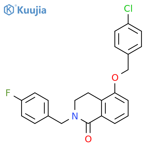 5-(4-chlorophenyl)methoxy-2-(4-fluorophenyl)methyl-1,2,3,4-tetrahydroisoquinolin-1-one structure