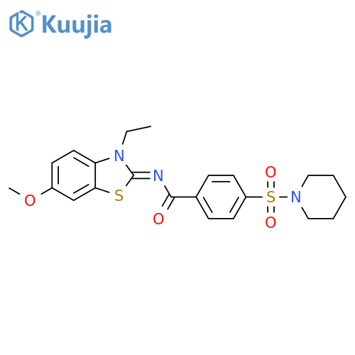 N-(2Z)-3-ethyl-6-methoxy-2,3-dihydro-1,3-benzothiazol-2-ylidene-4-(piperidine-1-sulfonyl)benzamide structure