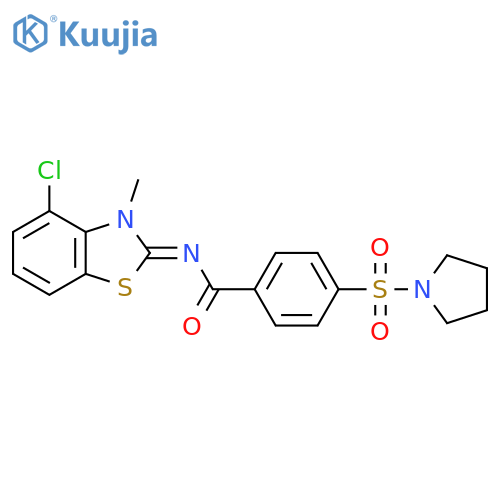 N-(2E)-4-chloro-3-methyl-2,3-dihydro-1,3-benzothiazol-2-ylidene-4-(pyrrolidine-1-sulfonyl)benzamide structure