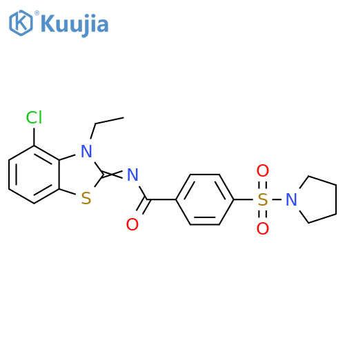 N-(2Z)-4-chloro-3-ethyl-2,3-dihydro-1,3-benzothiazol-2-ylidene-4-(pyrrolidine-1-sulfonyl)benzamide structure