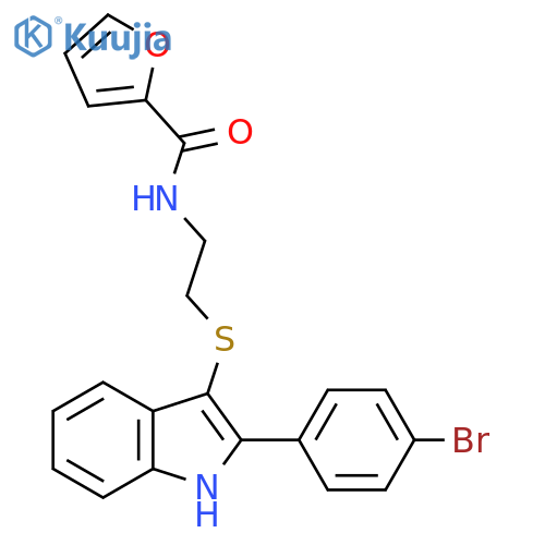 N-(2-{2-(4-bromophenyl)-1H-indol-3-ylsulfanyl}ethyl)furan-2-carboxamide structure
