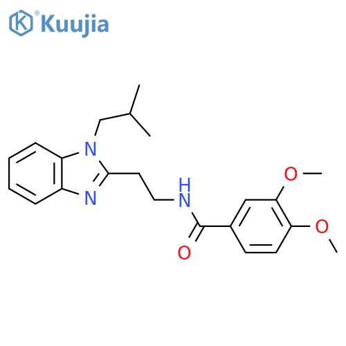 3,4-dimethoxy-N-{2-1-(2-methylpropyl)-1H-1,3-benzodiazol-2-ylethyl}benzamide structure