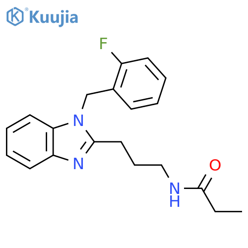 N-(3-{1-(2-fluorophenyl)methyl-1H-1,3-benzodiazol-2-yl}propyl)propanamide structure