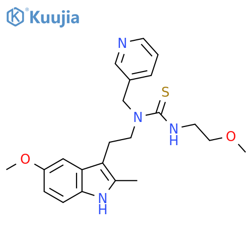 1-2-(5-methoxy-2-methyl-1H-indol-3-yl)ethyl-3-(2-methoxyethyl)-1-(pyridin-3-yl)methylthiourea structure