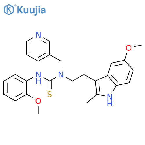 1-[2-(5-methoxy-2-methyl-1H-indol-3-yl)ethyl]-3-(2-methoxyphenyl)-1-[(pyridin-3-yl)methyl]thiourea structure