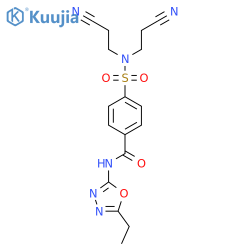 4-bis(2-cyanoethyl)sulfamoyl-N-(5-ethyl-1,3,4-oxadiazol-2-yl)benzamide structure