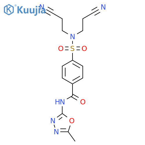 4-bis(2-cyanoethyl)sulfamoyl-N-(5-methyl-1,3,4-oxadiazol-2-yl)benzamide structure