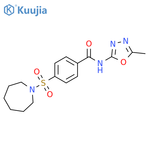 4-(azepane-1-sulfonyl)-N-(5-methyl-1,3,4-oxadiazol-2-yl)benzamide structure
