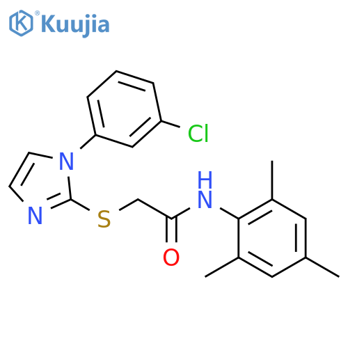 2-{1-(3-chlorophenyl)-1H-imidazol-2-ylsulfanyl}-N-(2,4,6-trimethylphenyl)acetamide structure