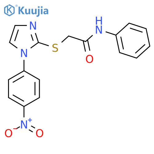 2-{1-(4-nitrophenyl)-1H-imidazol-2-ylsulfanyl}-N-phenylacetamide structure