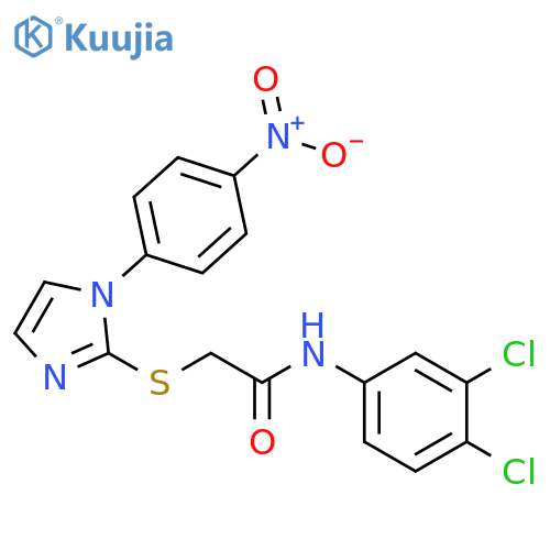 N-(3,4-dichlorophenyl)-2-{1-(4-nitrophenyl)-1H-imidazol-2-ylsulfanyl}acetamide structure