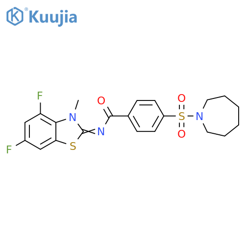 4-(azepane-1-sulfonyl)-N-(2E)-4,6-difluoro-3-methyl-2,3-dihydro-1,3-benzothiazol-2-ylidenebenzamide structure